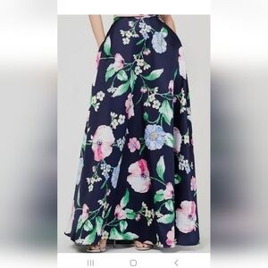 NWOT City Studio Women's Juniors Blue Floral A-Line Long Gown Skirt Size 11
